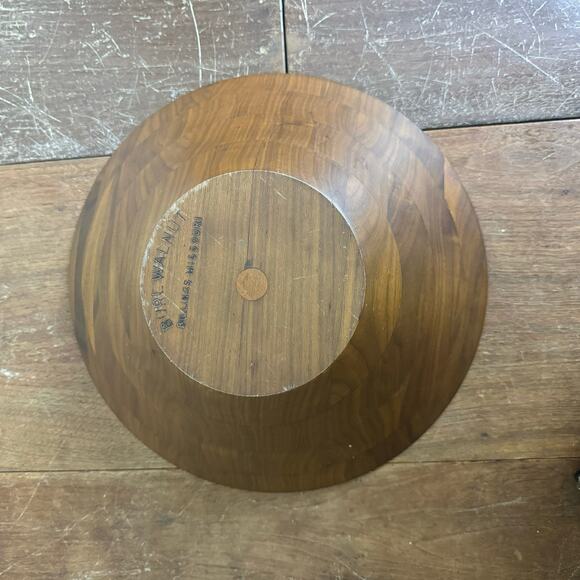 Vintage Solid Burl Walnut Serving Decorative Bowl Billings Missouri - Picture 10 of 10